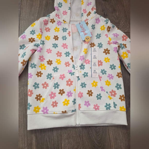 Cat & Jack Multicolor Floral Kids Zip Up Hoodie Size 5t NWT - Picture 3 of 5